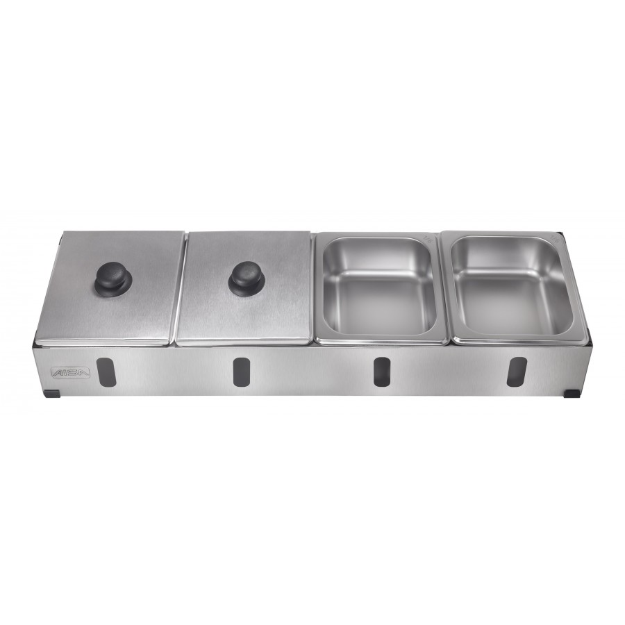 Condimentadora Pizzarola Inox 4 Cubas Inox Tampa Individual - Aisa